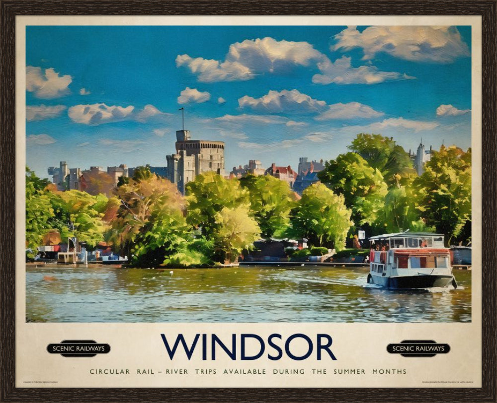 Vintage travel poster- Windsor, Berkshire - Scenic Railways