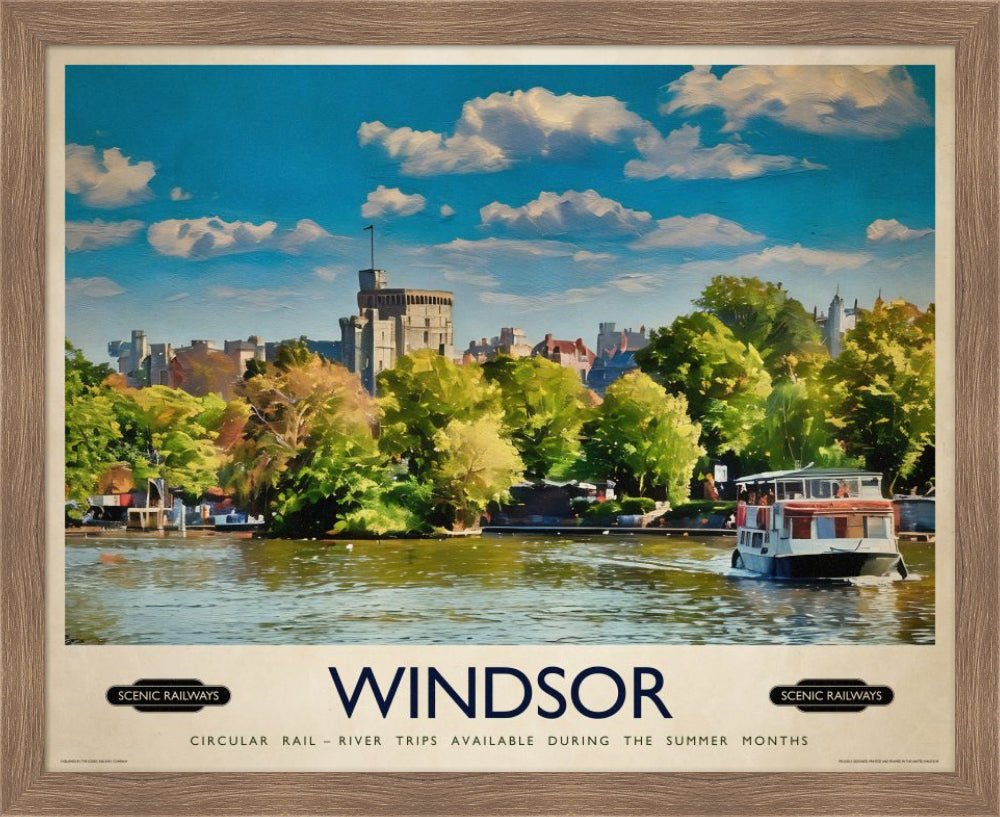 Vintage travel poster- Windsor, Berkshire - Scenic Railways