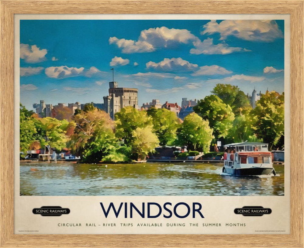 Vintage travel poster- Windsor, Berkshire - Scenic Railways