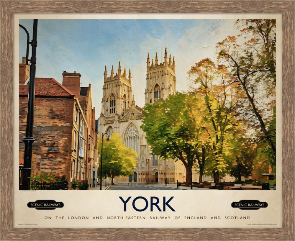 Vintage travel poster- York, The Minster - Scenic Railways