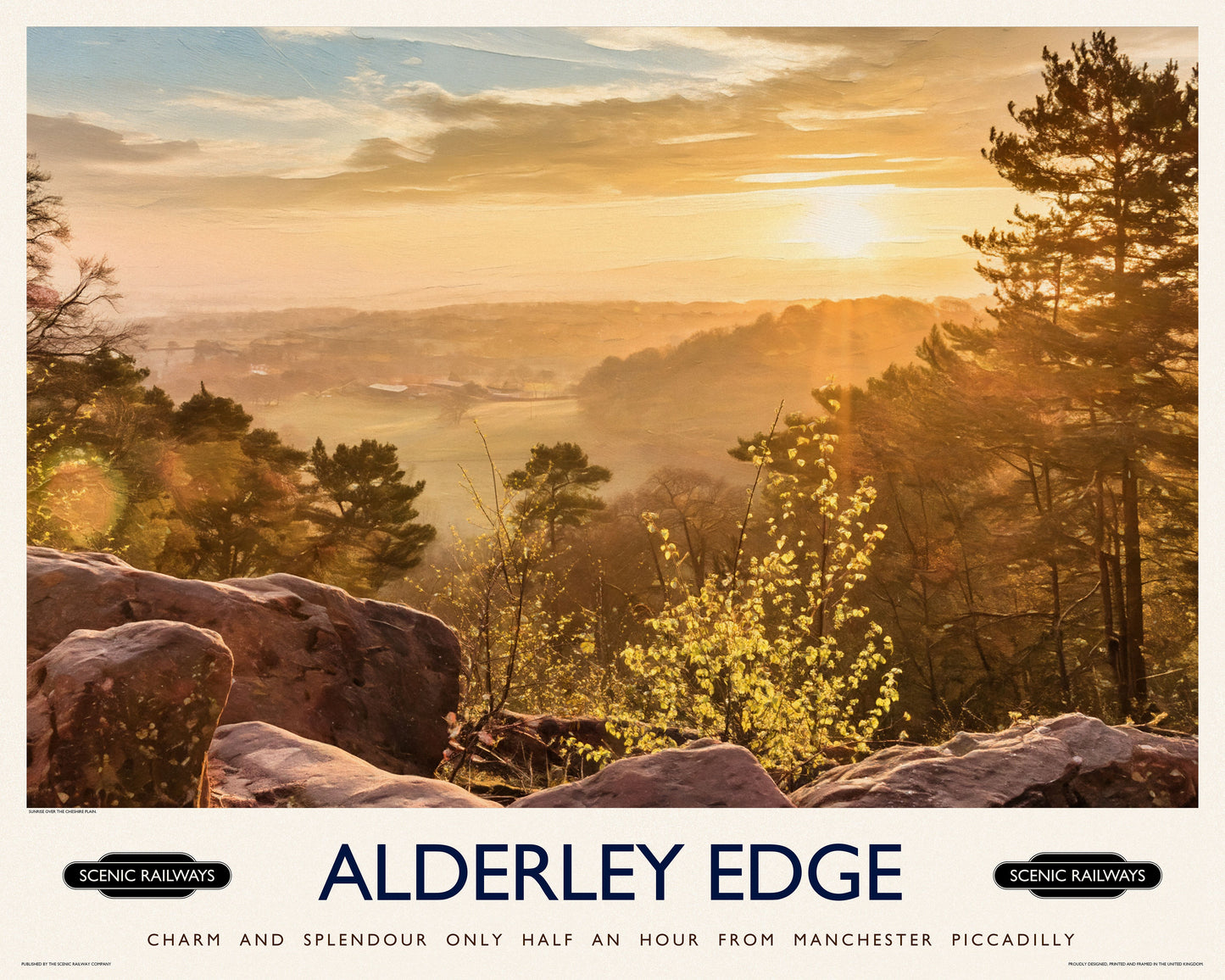 Vintage travel poster- Alderley Edge, Cheshire - Scenic Railways
