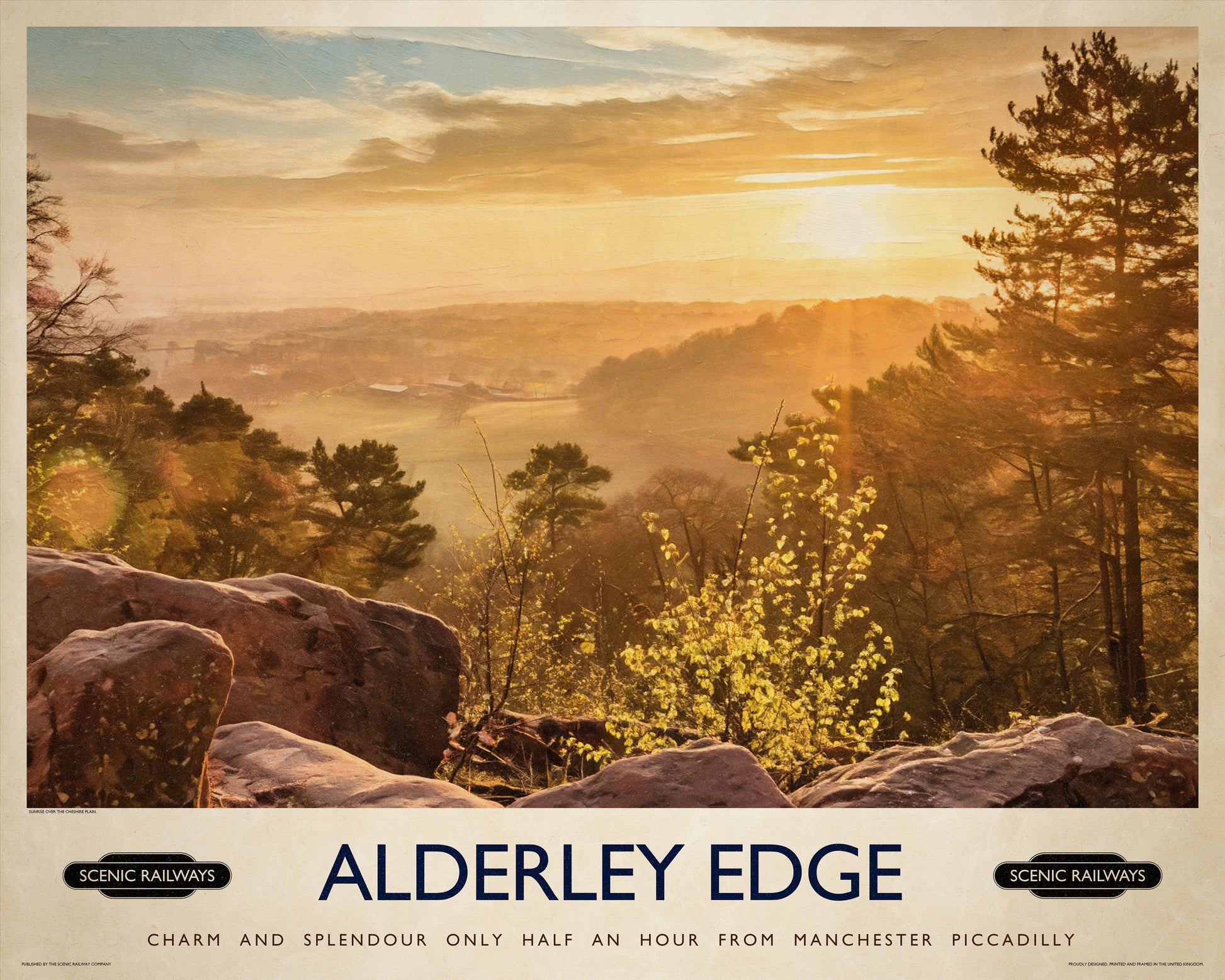 Vintage travel poster- Alderley Edge, Cheshire - Scenic Railways