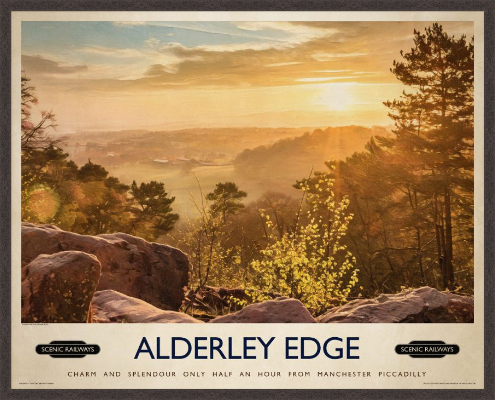 Alderley Edge, Cheshire vintage railway travel print – framed British landscape wall art