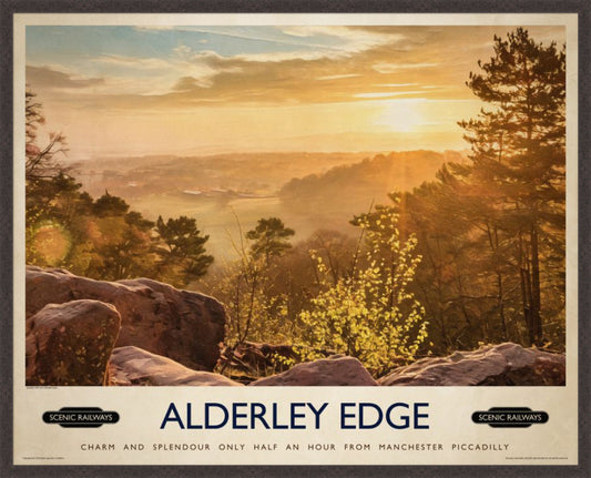 Alderley Edge, Cheshire vintage railway travel print – framed British landscape wall art