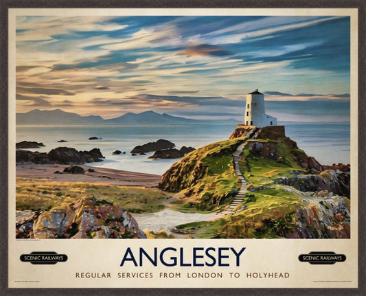 Anglesey, Wales vintage railway travel print – framed British landscape wall art