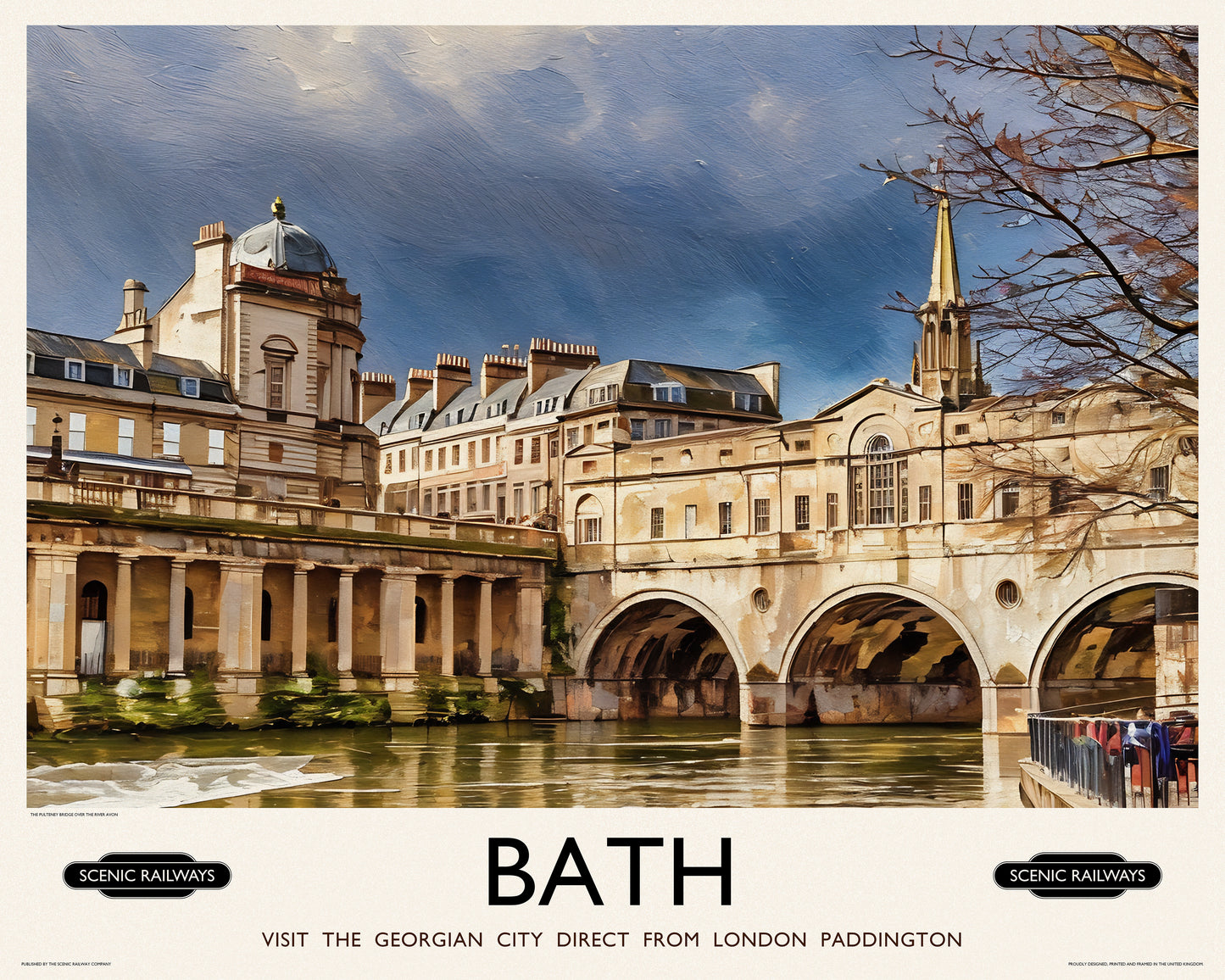 Vintage travel poster- Bath, Somerset - Scenic Railways