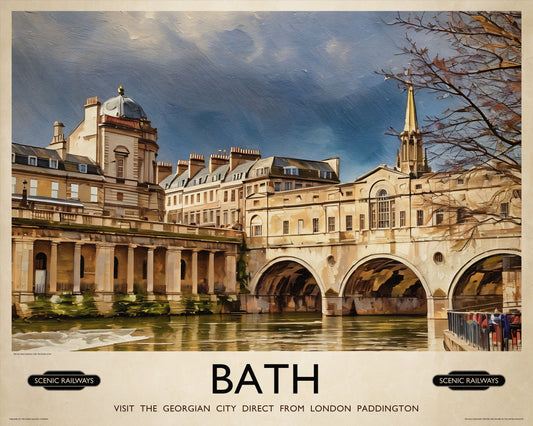 Vintage travel poster- Bath, Somerset - Scenic Railways