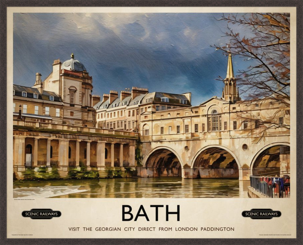Bath, Somerset vintage railway travel print – framed British landscape wall art