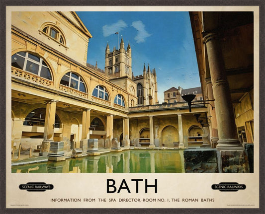 Bath, The Roman Baths vintage railway travel print – framed British landscape wall art