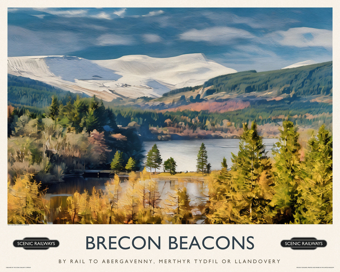 Brecon Beacons, Wales vintage railway travel print – framed British landscape wall art