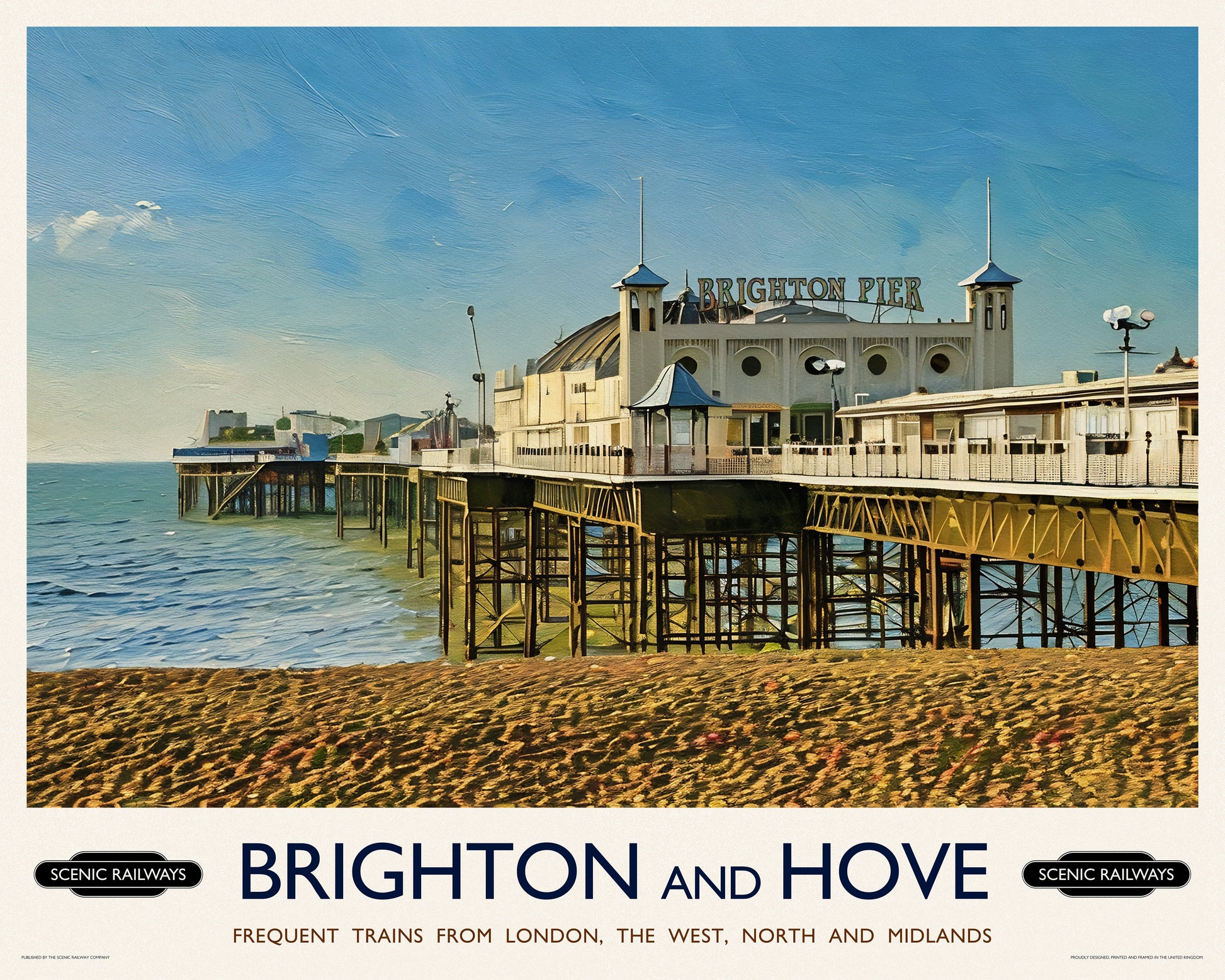 Vintage travel poster- Brighton, East Sussex - Scenic Railways