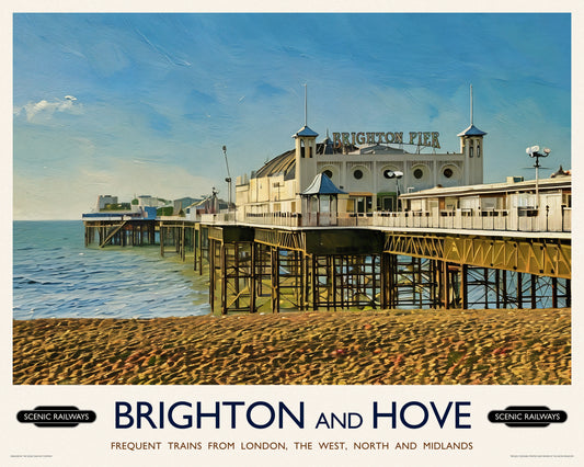 Vintage travel poster- Brighton, East Sussex - Scenic Railways