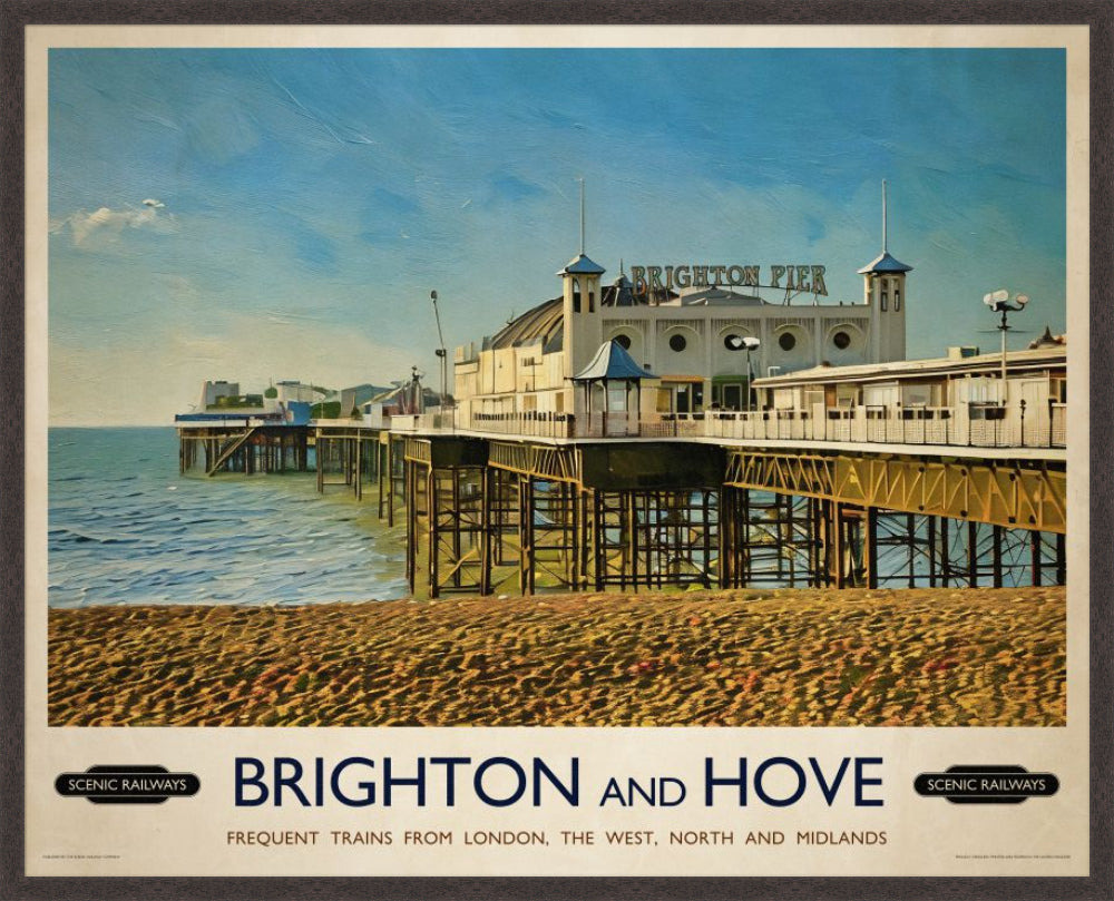 Brighton, East Sussex vintage railway travel print – framed British landscape wall art