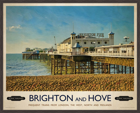 Brighton, East Sussex vintage railway travel print – framed British landscape wall art