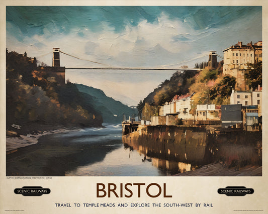 Vintage travel poster- Bristol - Scenic Railways