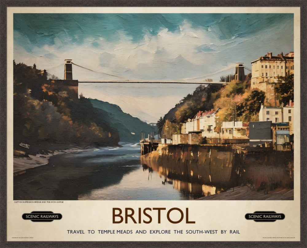 Bristol vintage railway travel print – framed British landscape wall art