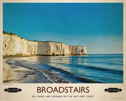 Vintage travel poster- Broadstairs, Kent - Scenic Railways