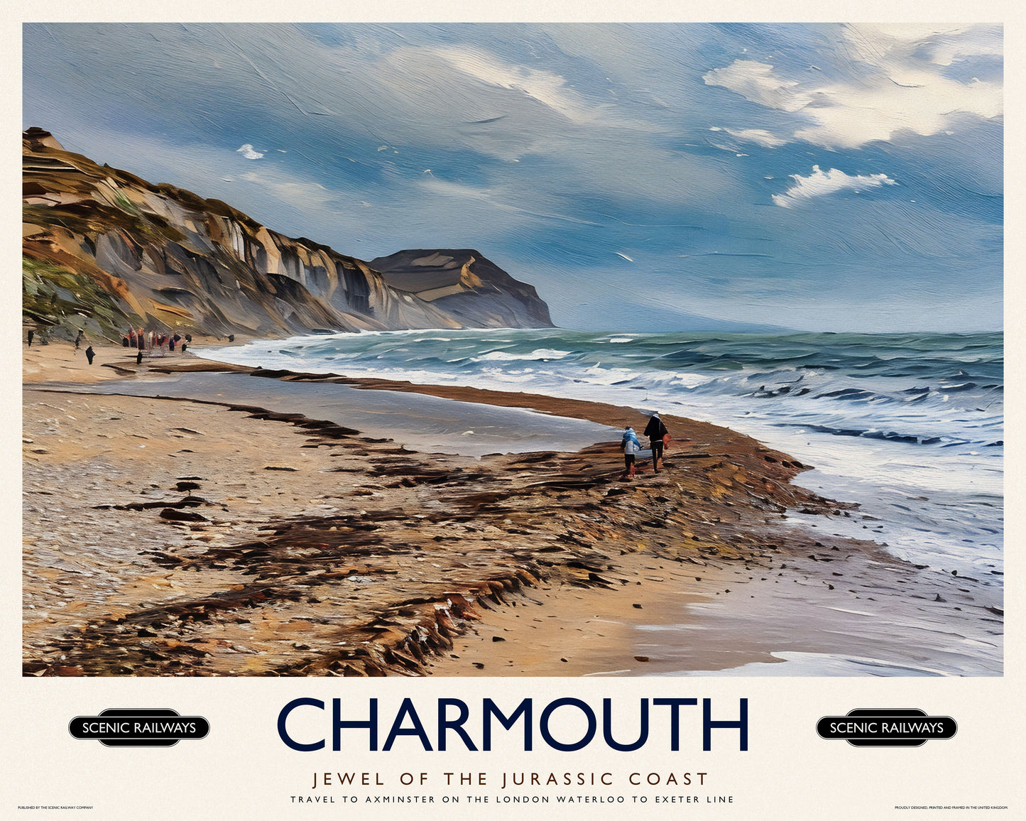 Vintage travel poster- Charmouth, Dorset - Scenic Railways