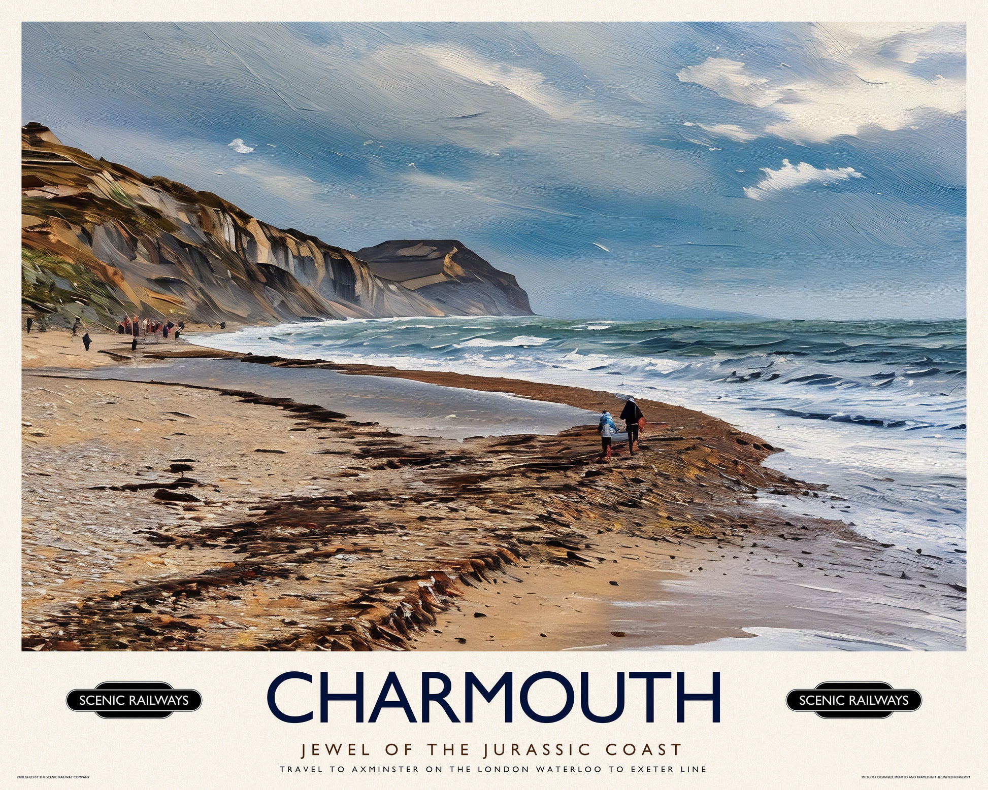 Vintage travel poster- Charmouth, Dorset - Scenic Railways