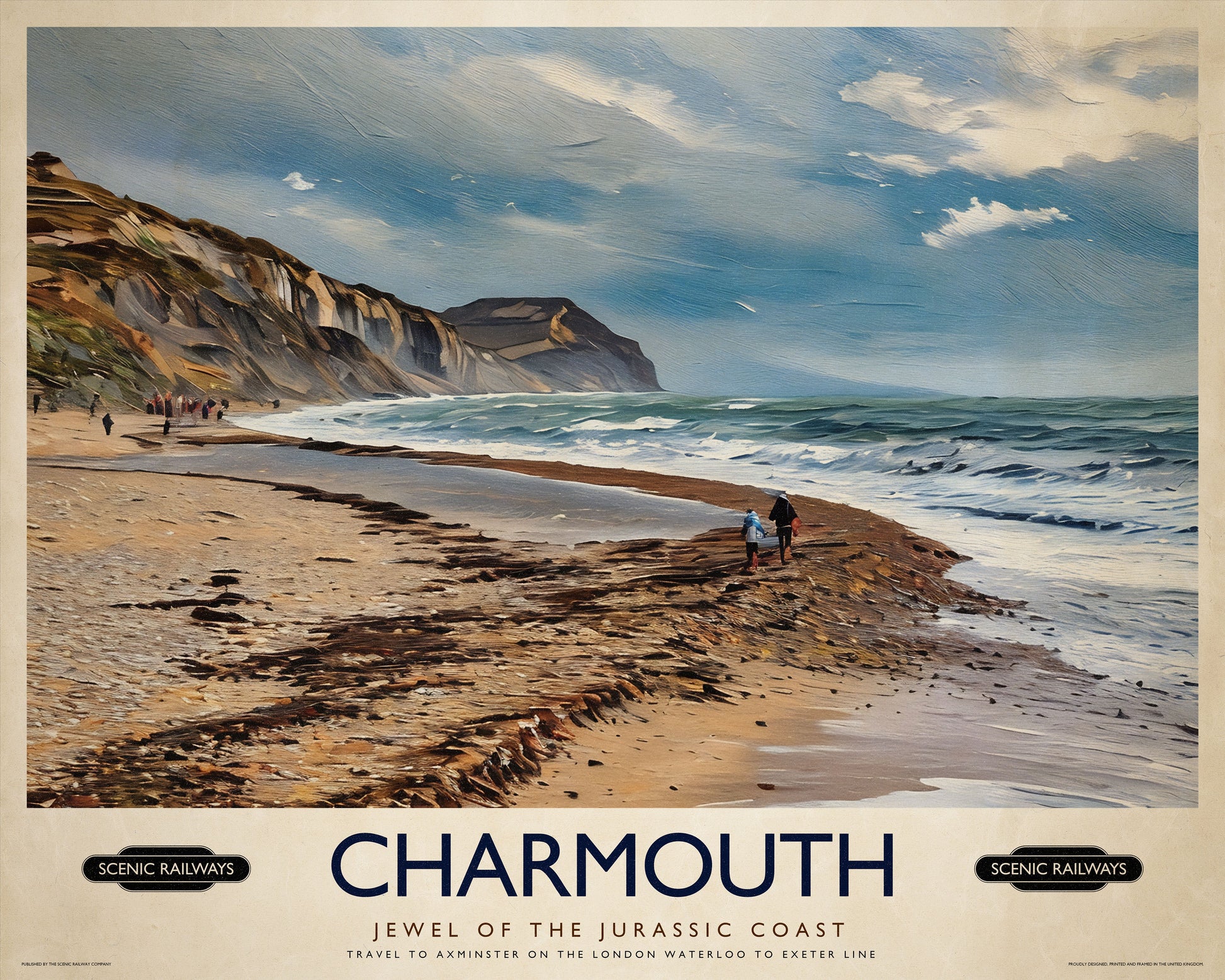 Vintage travel poster- Charmouth, Dorset - Scenic Railways
