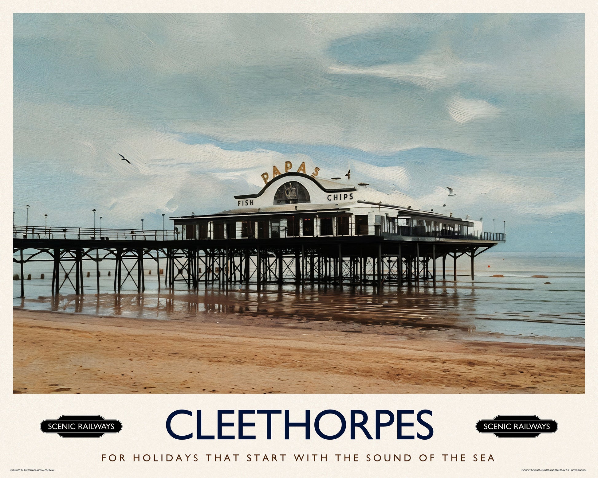 Vintage travel poster- Cleethorpes, Lincolnshire - Scenic Railways