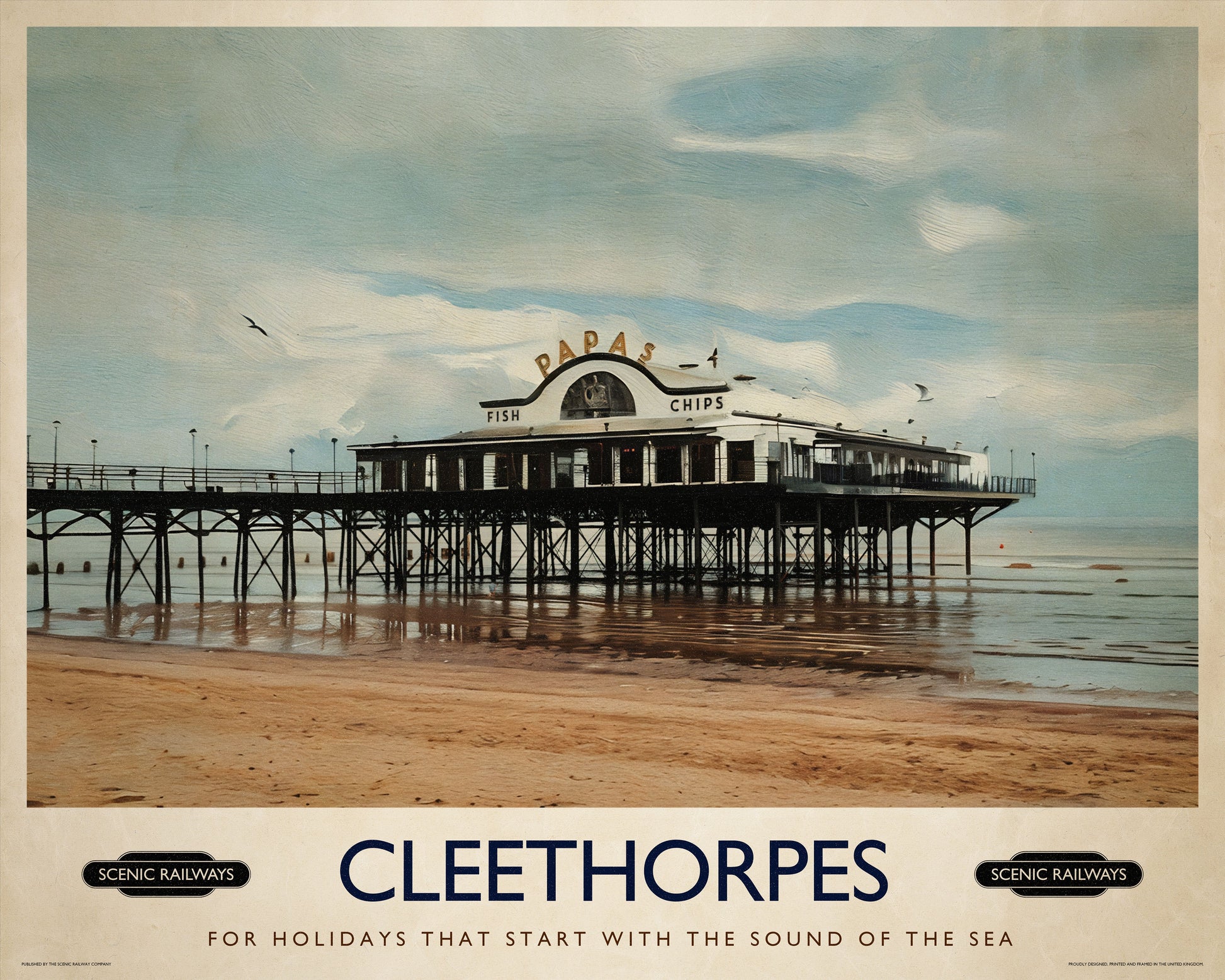 Vintage travel poster- Cleethorpes, Lincolnshire - Scenic Railways
