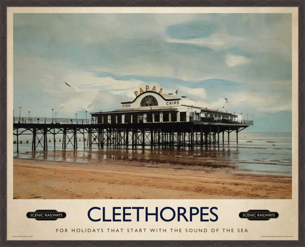 Cleethorpes, Lincolnshire vintage railway travel print – framed British landscape wall art