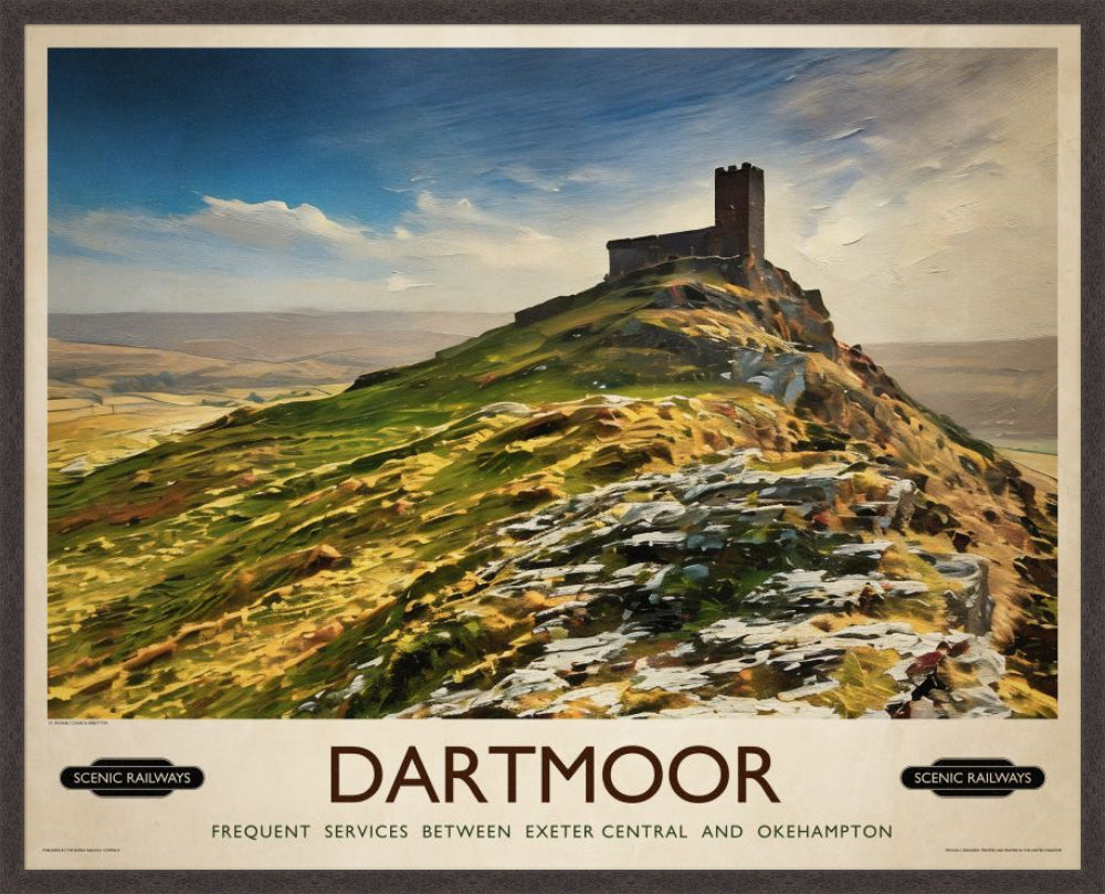 Dartmoor, Devon vintage railway travel print – framed British landscape wall art