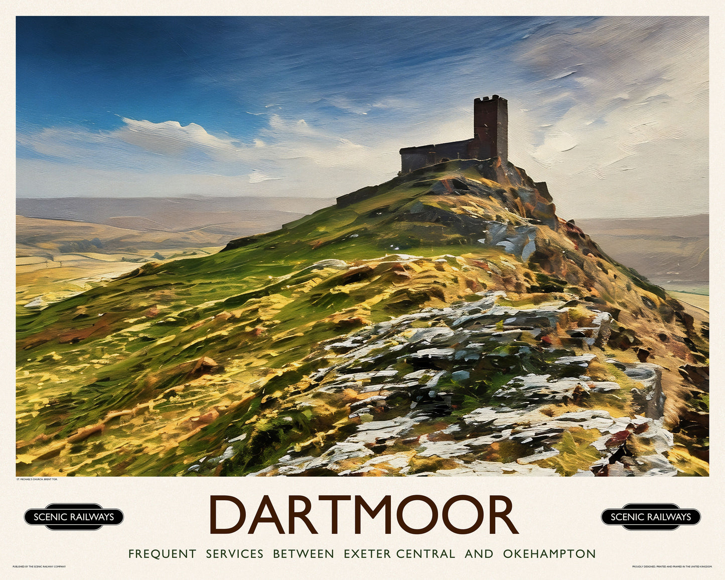 Vintage travel poster- Dartmoor, Devon - Scenic Railways