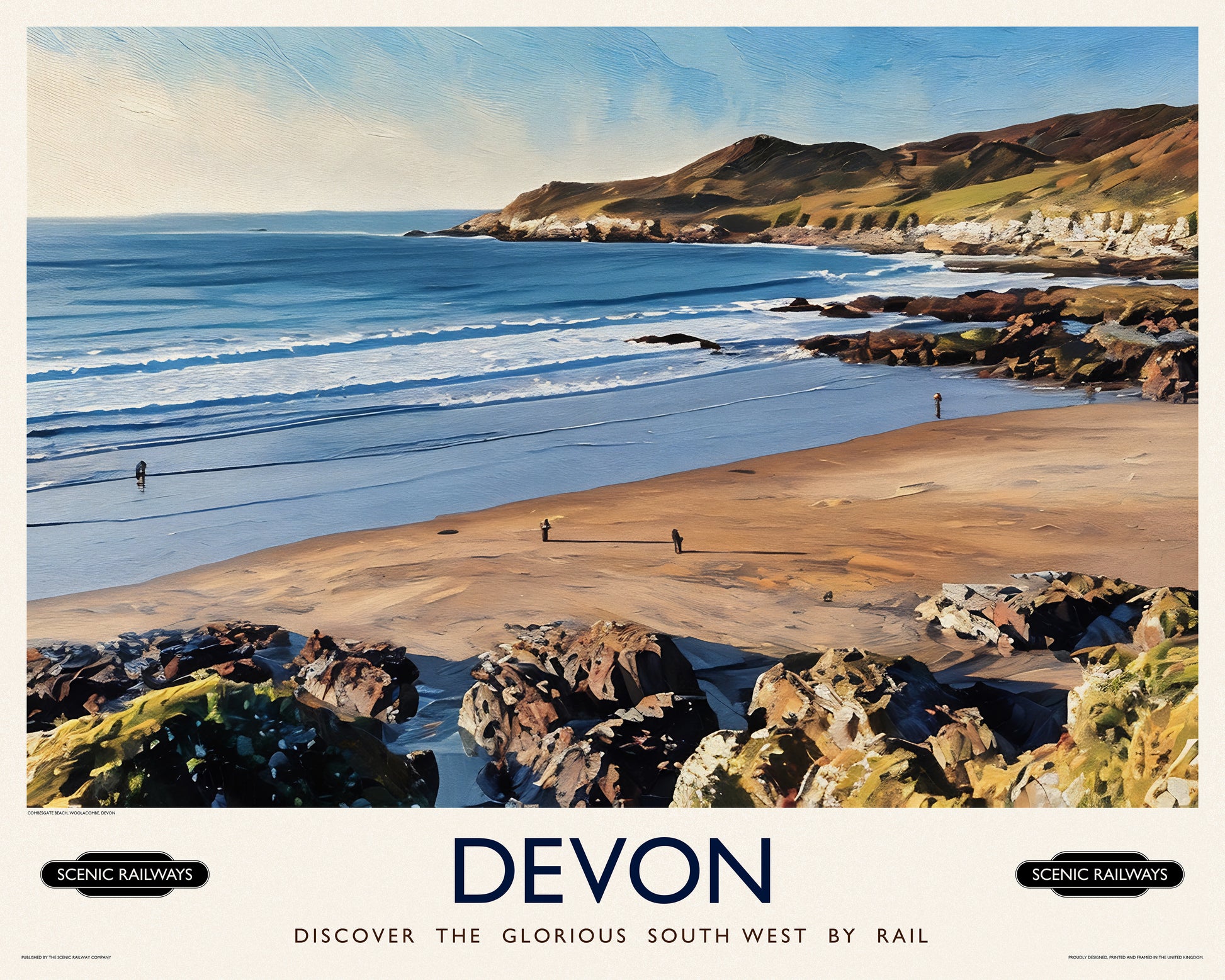 Vintage travel poster- Devon - Scenic Railways