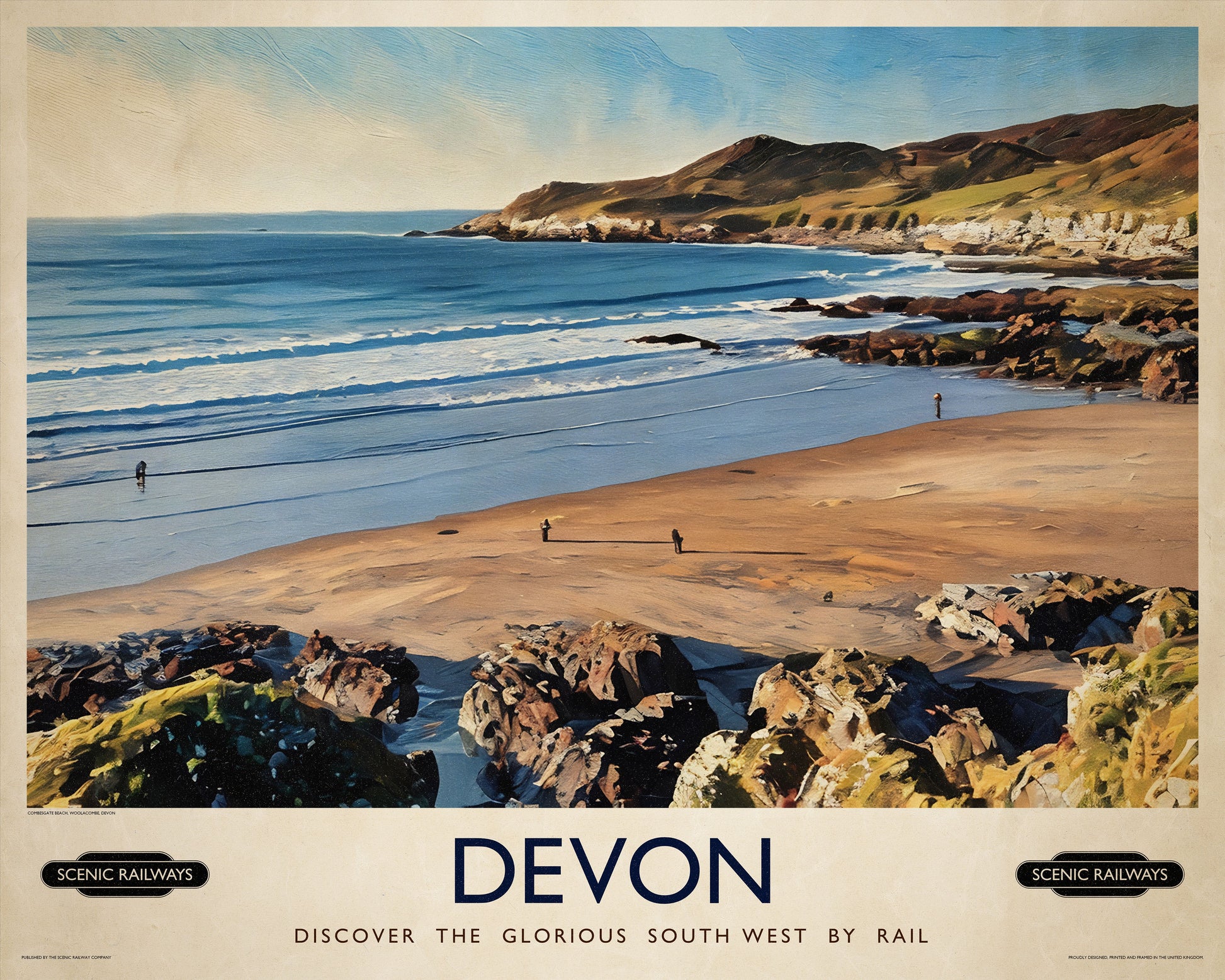 Vintage travel poster- Devon - Scenic Railways