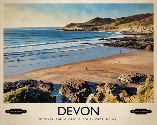 Vintage travel poster- Devon - Scenic Railways
