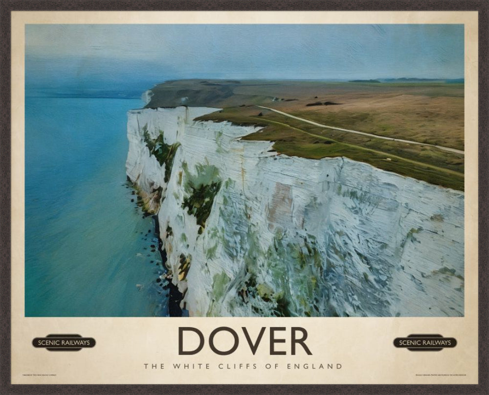 Dover, The White Cliffs vintage railway travel print – framed British landscape wall art