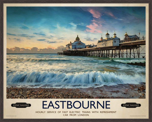 Eastbourne, East Sussex vintage railway travel print – framed British landscape wall art