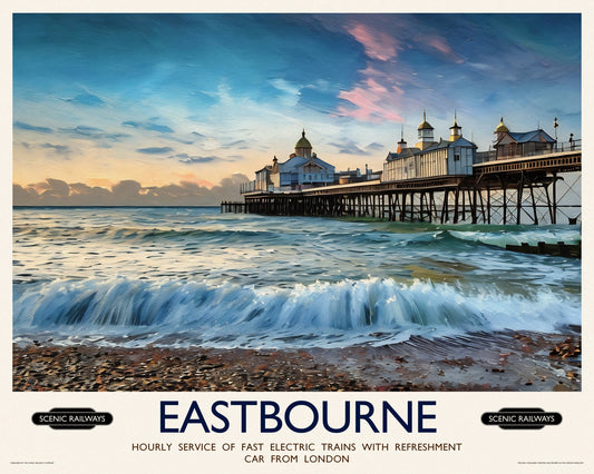 Vintage travel poster- Eastbourne, East Sussex - Scenic Railways