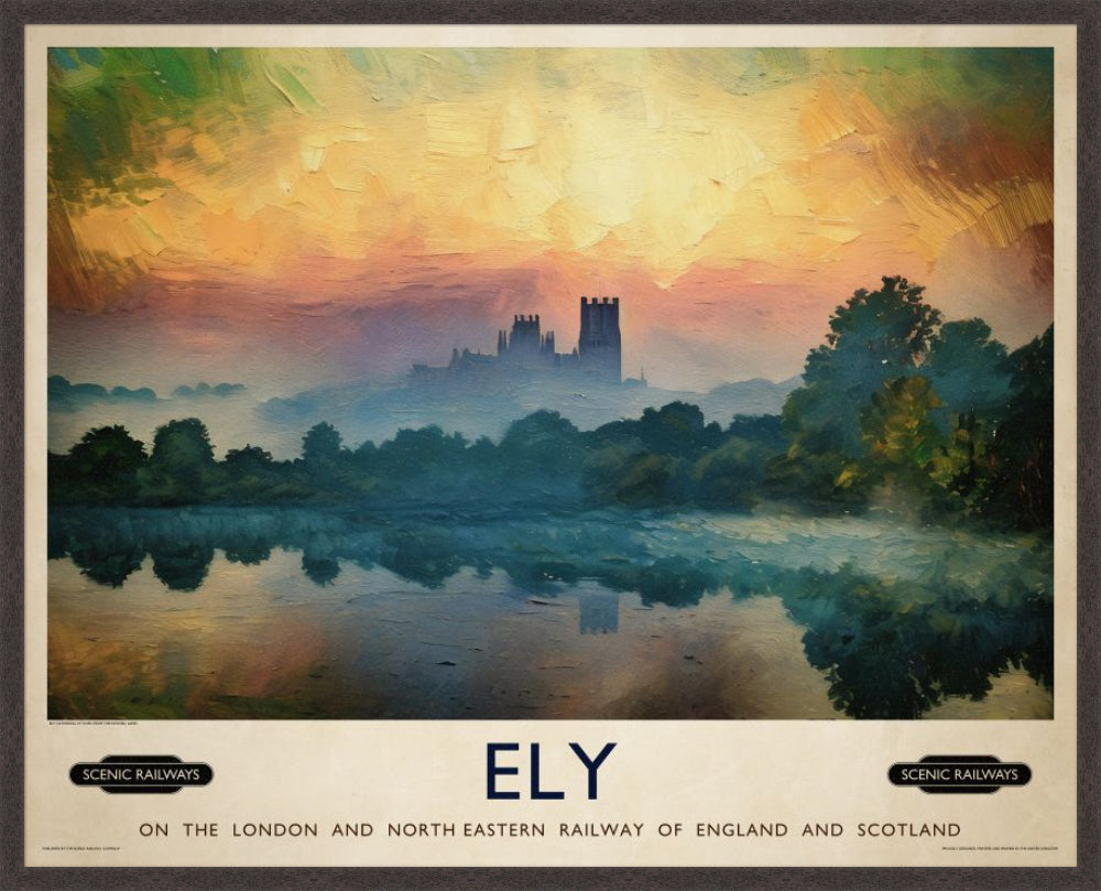 Ely, Cambridgeshire vintage railway travel print – framed British landscape wall art