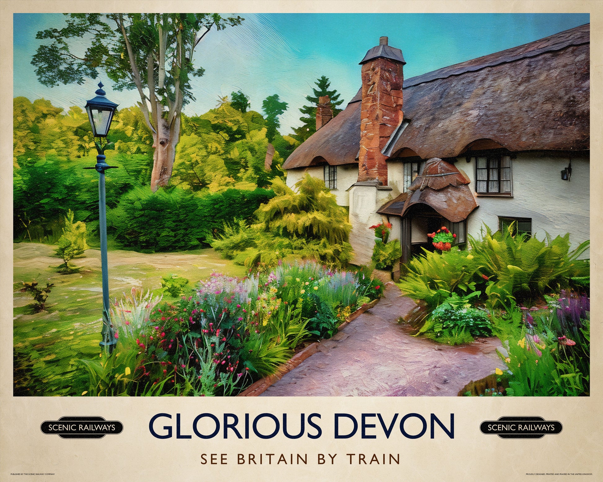 Vintage travel poster- Glorious Devon - Scenic Railways