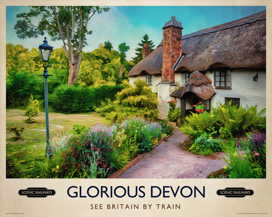 Vintage travel poster- Glorious Devon - Scenic Railways