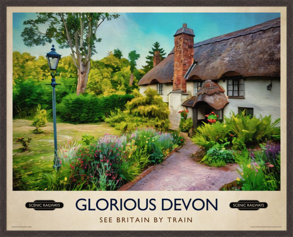 Glorious Devon vintage railway travel print – framed British landscape wall art