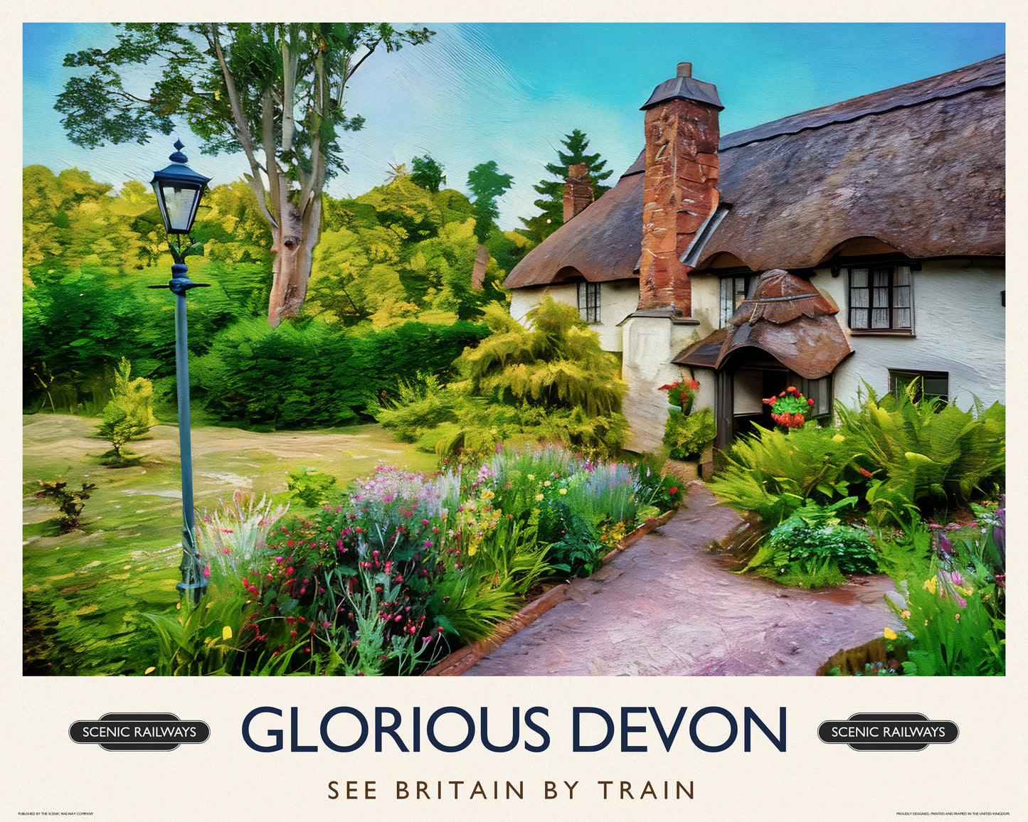 Glorious Devon vintage railway travel print – framed British landscape wall art