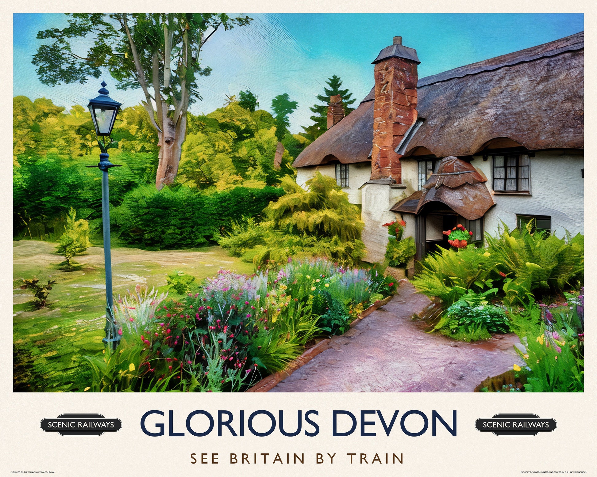Glorious Devon vintage railway travel print – framed British landscape wall art