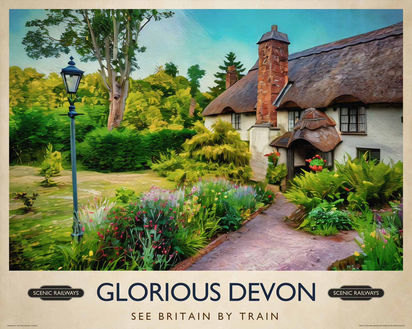 Glorious Devon vintage railway travel print – framed British landscape wall art