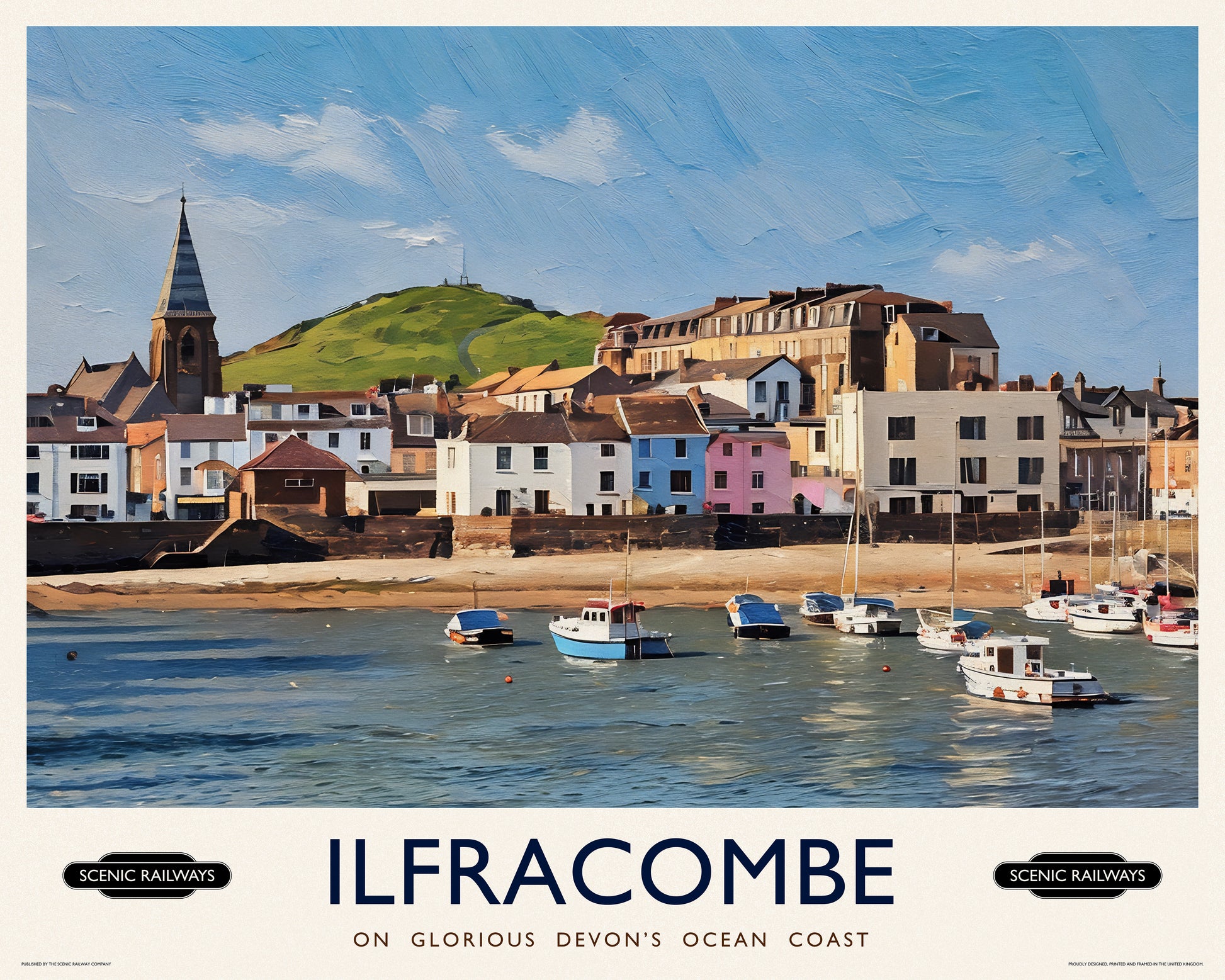 Vintage travel poster- Ilfracombe, Devon - Scenic Railways