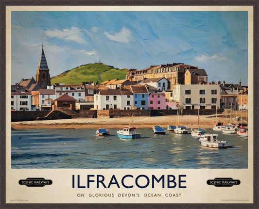 Ilfracombe, Devon vintage railway travel print – framed British landscape wall art