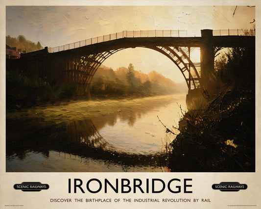 Vintage travel poster- Ironbridge, Shropshire - Scenic Railways