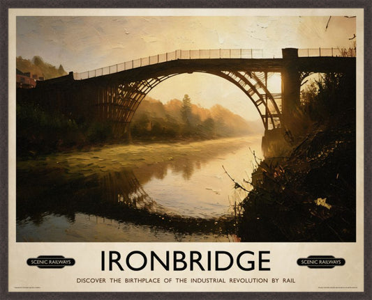Ironbridge, Shropshire vintage railway travel print – framed British landscape wall art