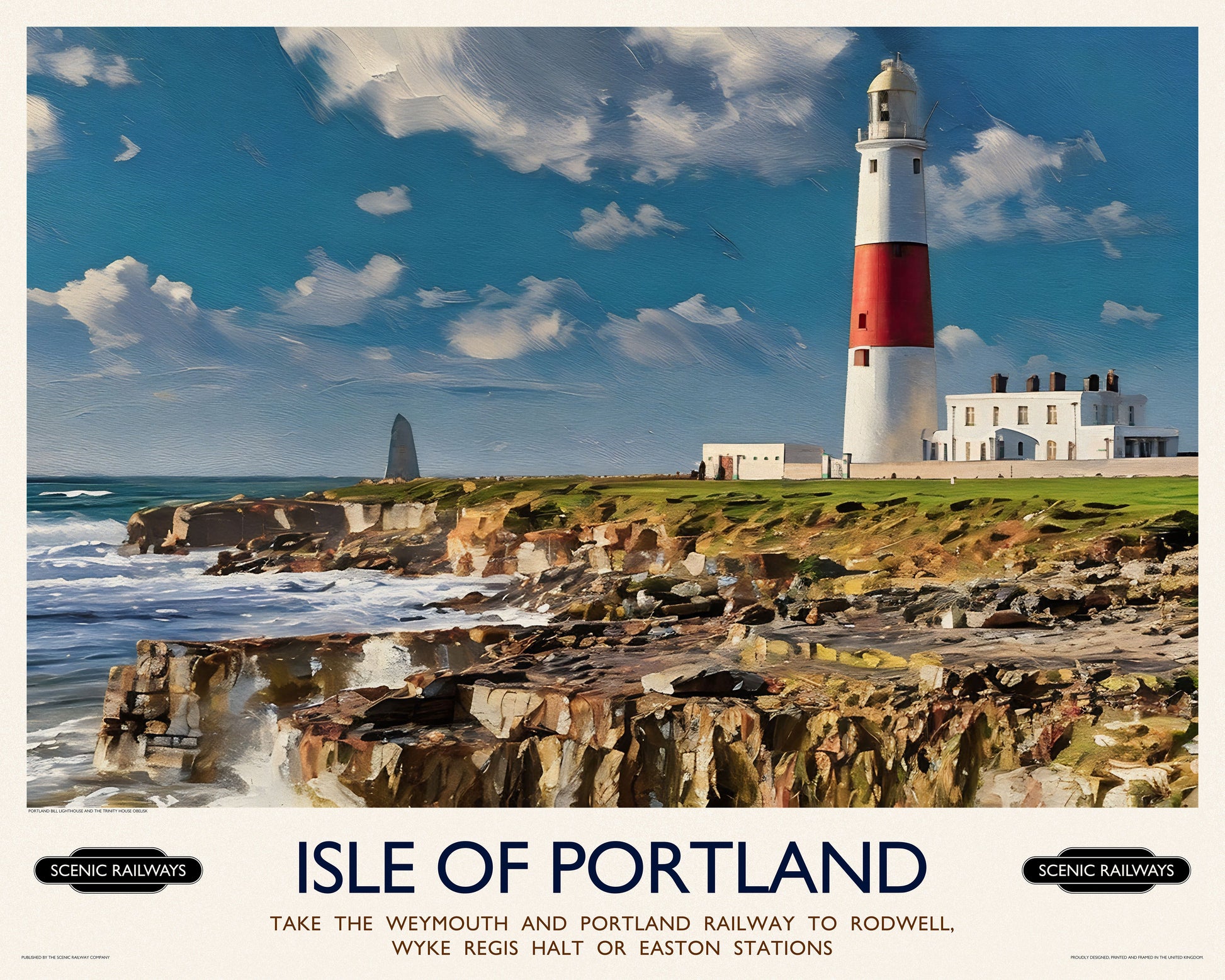 Vintage travel poster- Isle of Portland, Dorset - Scenic Railways