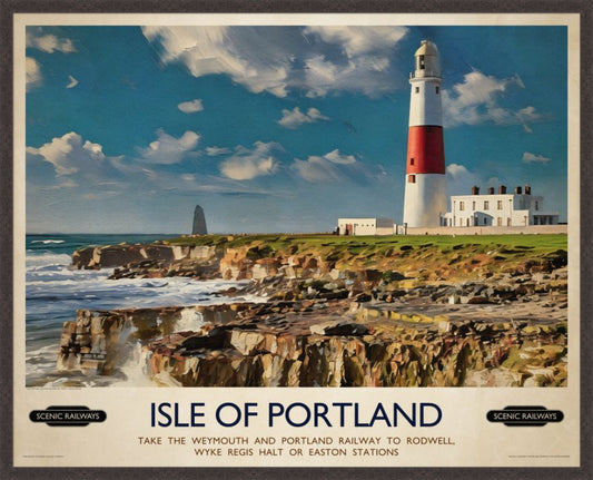 Isle of Portland, Dorset vintage railway travel print – framed British landscape wall art