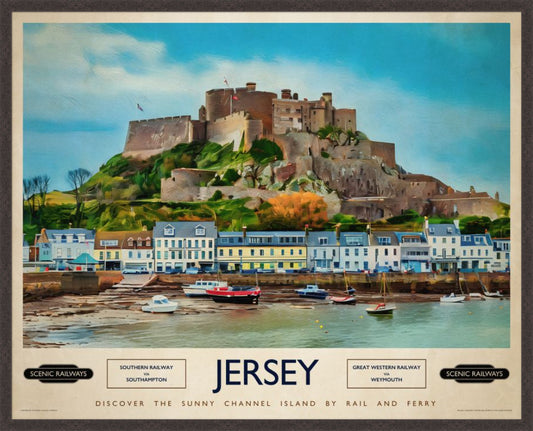 Jersey, The Channel Islands vintage railway travel print – framed British landscape wall art
