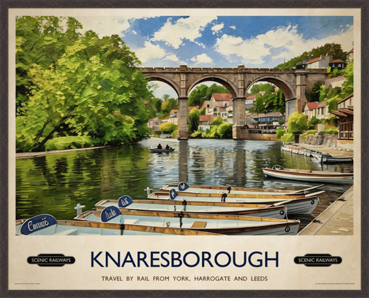 Knaresborough, Yorkshire vintage railway travel print – framed British landscape wall art